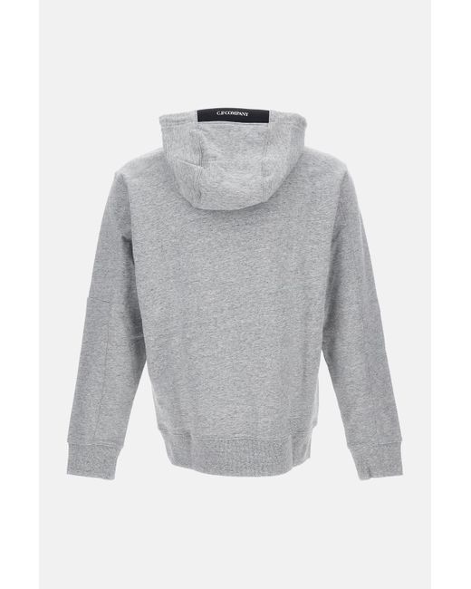 C P Company Gray Casual Hooded Sweatshirt With Front Pocket for men
