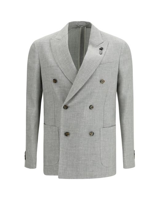 Lardini Gray Roma Blazer Wool; Linen Blazers E Vests for men