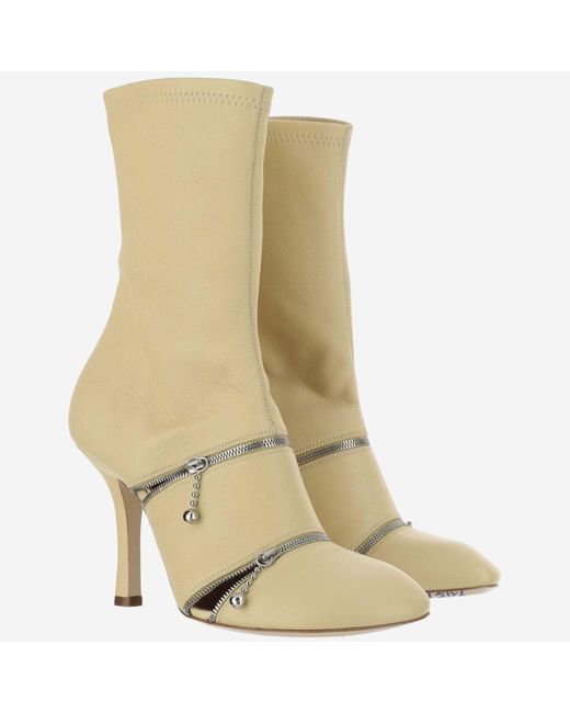 Burberry Natural Peep Leather Boots