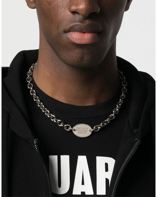 DSquared² Metallic Ceresio 9 Logo Tag Chain Necklace Accessories Jewelry for men