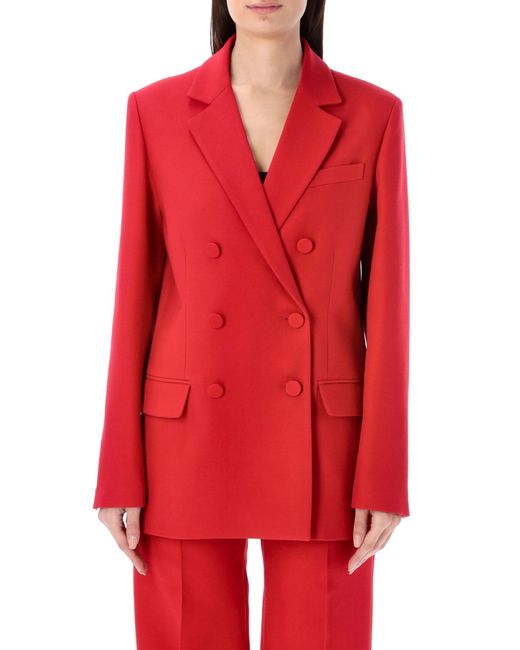 Valentino Garavani Red Crepe Couture Blazer