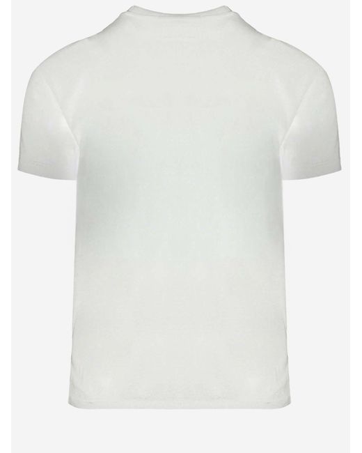 AMI White Cotton T-Shirt With Embroidered Logo T-Shirts & Jerseys