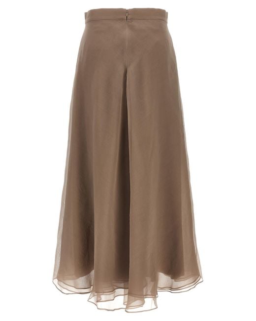 Brunello Cucinelli 'Paneled Circle' Skirt in Brown | Lyst