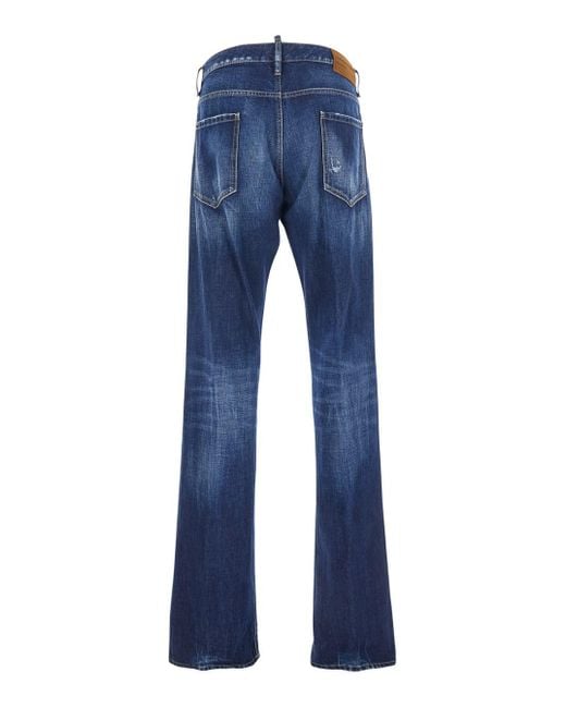 DSquared² Blue The American Jeans With Logo Patch On The Rear And Faded Effect for men