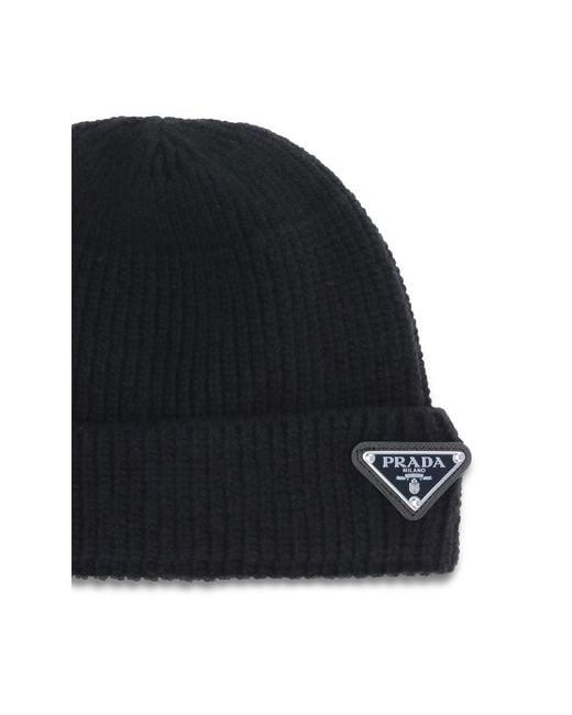Prada Black Wool Oves Aries Beanie Accessory for men