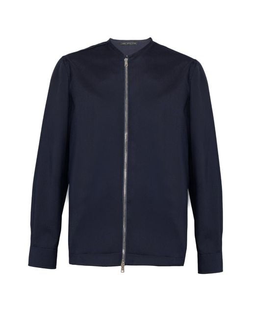 Low Brand Blue Virgin Wool Comfort-Fit Jacket With Double-Slider Zip Closure And Two-Tone Tab for men