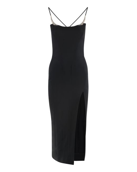 Mugler Black Dress Stretch Viscose