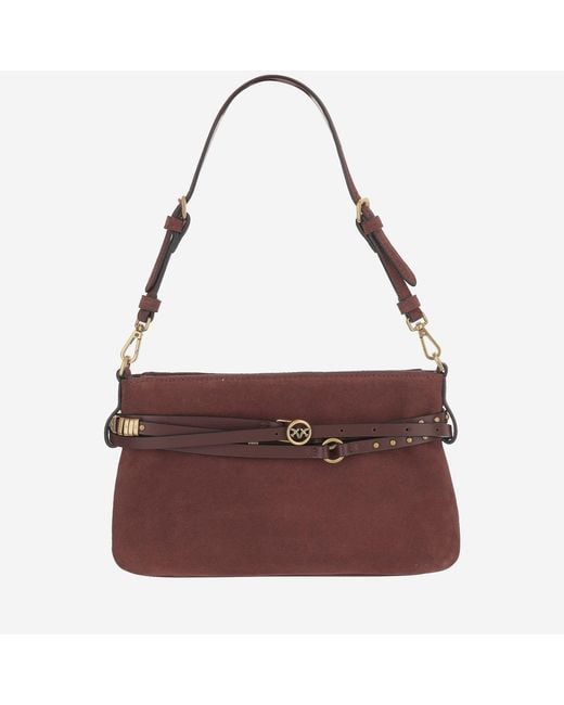 Pinko Purple Shoulder Bag Mini Belt Suede