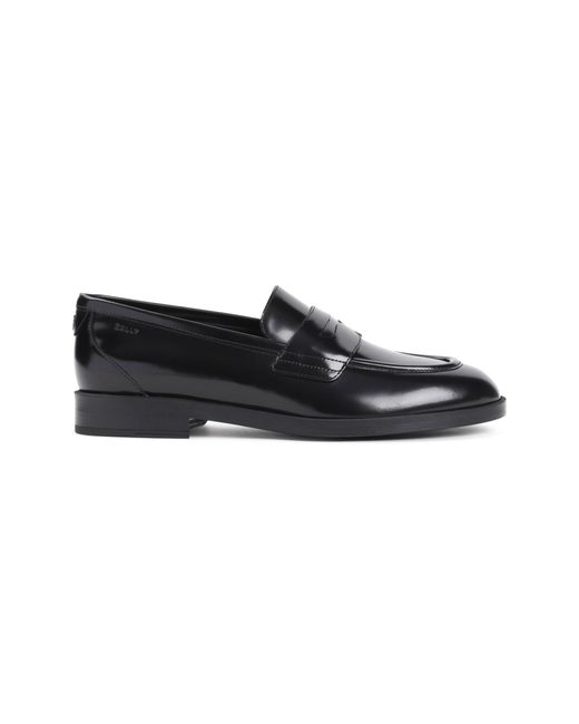 Bally Black Brushed Calf Leather Moccasin