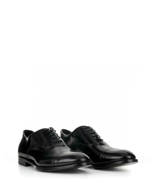 Doucal's Black Leather Oxford With Toe Cap for men