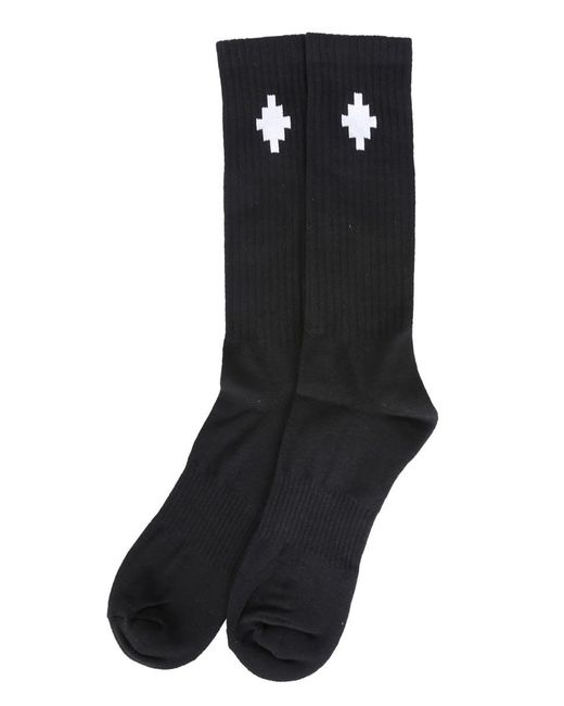 Marcelo Burlon Black Cross Sideway Socks for men