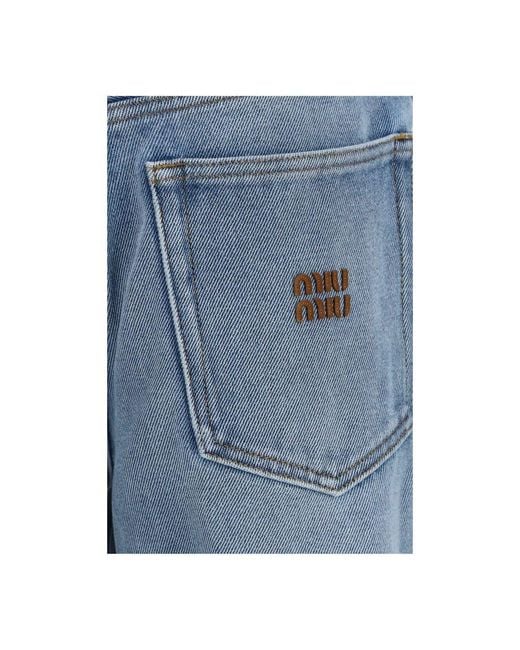 Miu Miu Blue Cotton Relaxed Fit Jeans