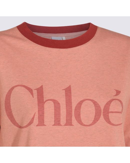 Chloé Cotton T-Shirt in Pink | Lyst
