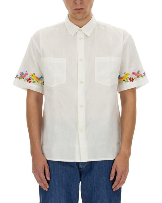 YMC White Shirt With Embroidery for men