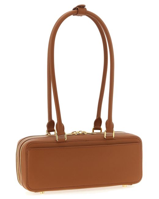 Self-Portrait Brown 'Tan Leather Baguette With Charm' Shoulder Bag