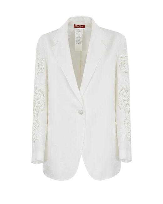 Max Mara White Angiza Linen Canvas Jacket