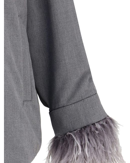 Valentino Gray Feather Jacket