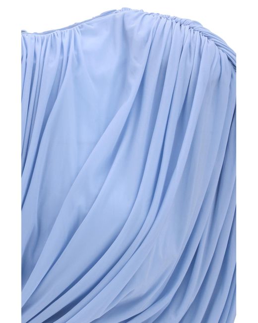 Magda Butrym Blue Pleated Blouse Cupro; Elastane Shirt
