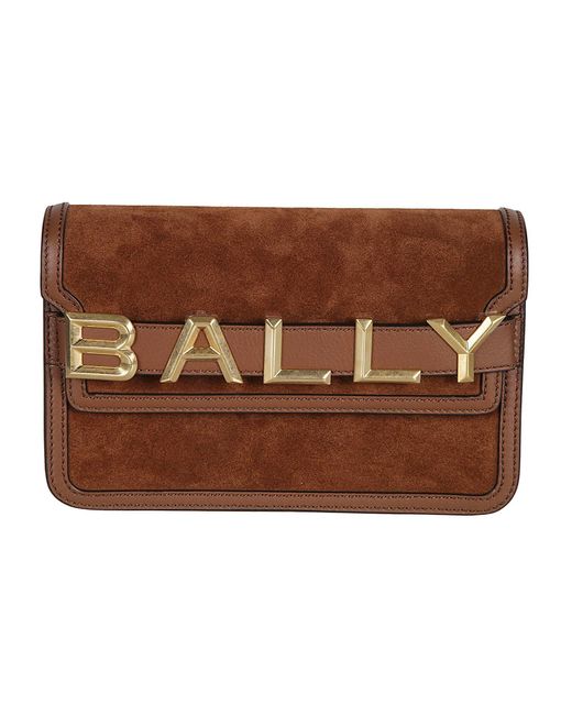 Bally Brown Logo Front Flap Shoulder Bag