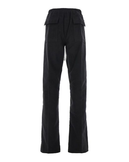 Rick Owens Black 'Dietrich' Pants With Elastic Waist And Wide Leg for men