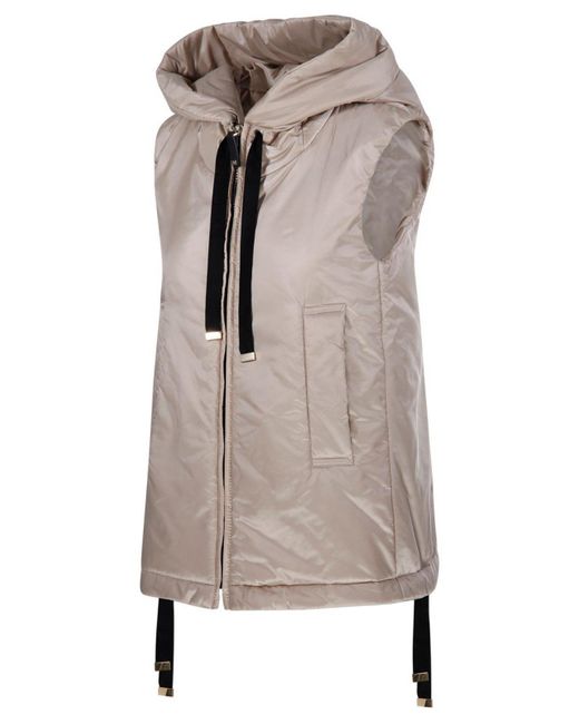 Max Mara Brown Greengo Zip-Up Drawstring Gilet