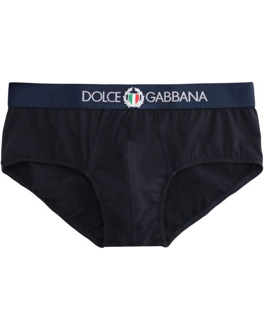 Dolce & Gabbana Blue Brando Logoed Elastic Band Cotton Briefs for men