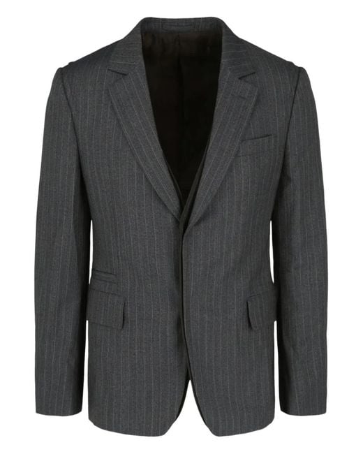 Ferragamo Black Pinstripe Buttoned Jacket for men