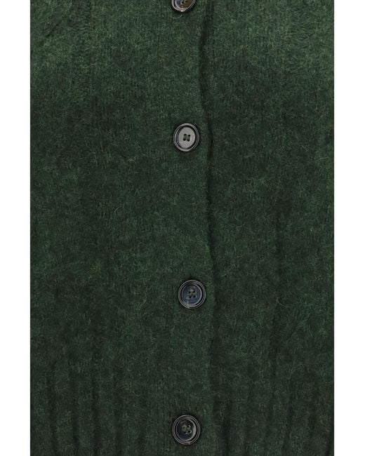 Allude Green Cashmere And Silk Sweater With Buttons Kashmir/Capra Hircus