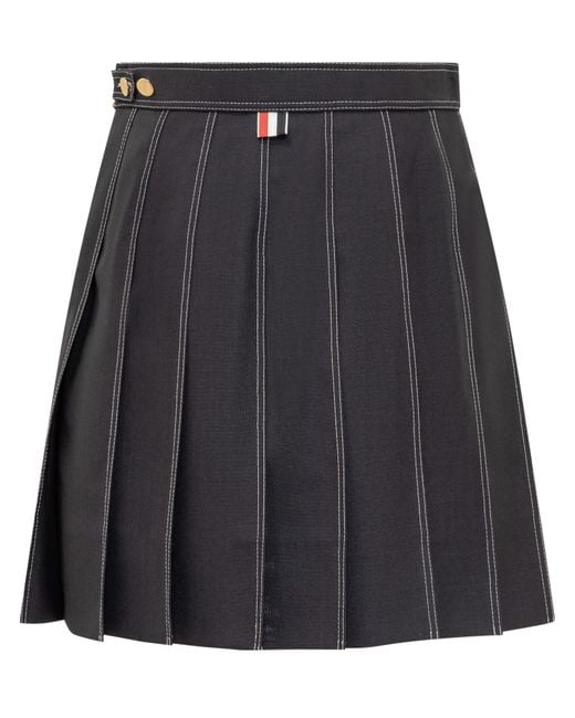 Thom Browne Black Mini Pleated Skirt.