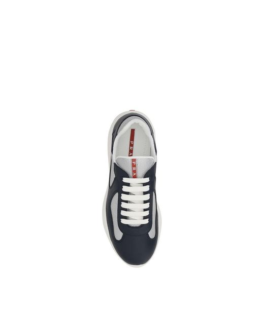 Prada Blue Calf Leather Bos Taurus Athletic Sneakers for men