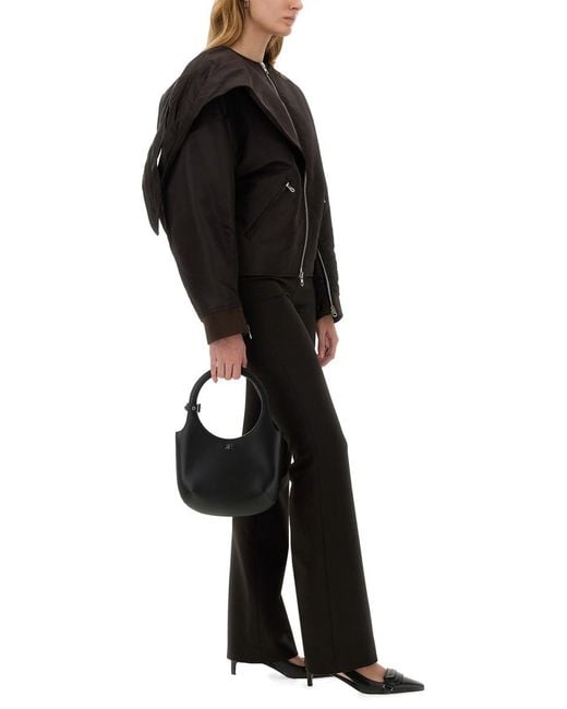 Courreges Black Bow Neck Bomber Jacket Polyamide