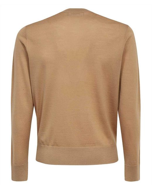 DSquared² Brown Virgin Wool Crew-Neck Sweater for men