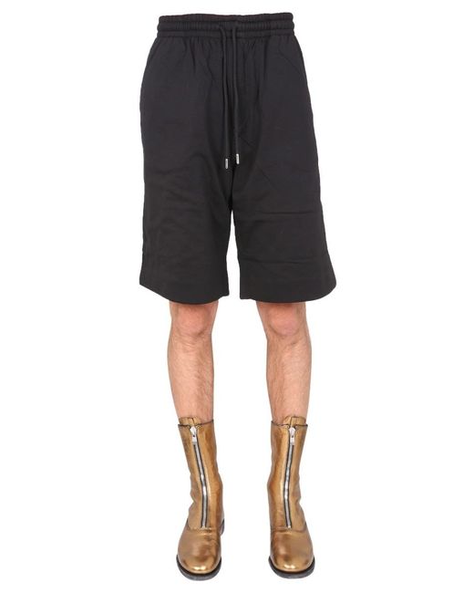 Dries Van Noten Black Cotton Blend Sweat Shorts for men