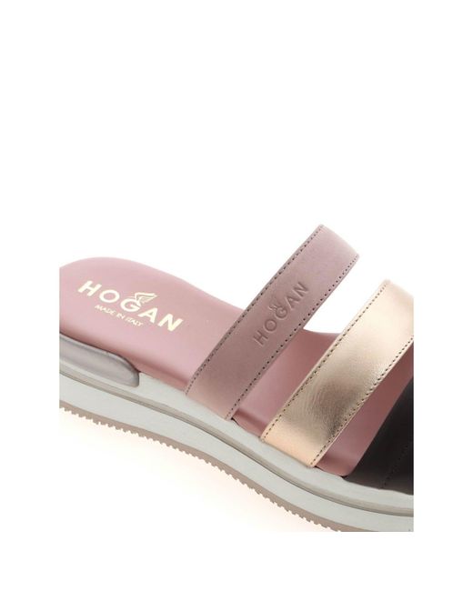 Hogan Pink H257 Leather Sandals