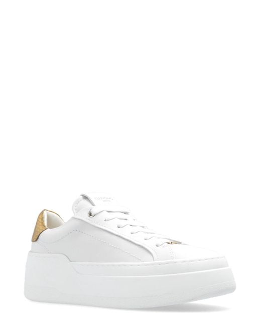 Ferragamo White Lace-Up Wedge Sneakers
