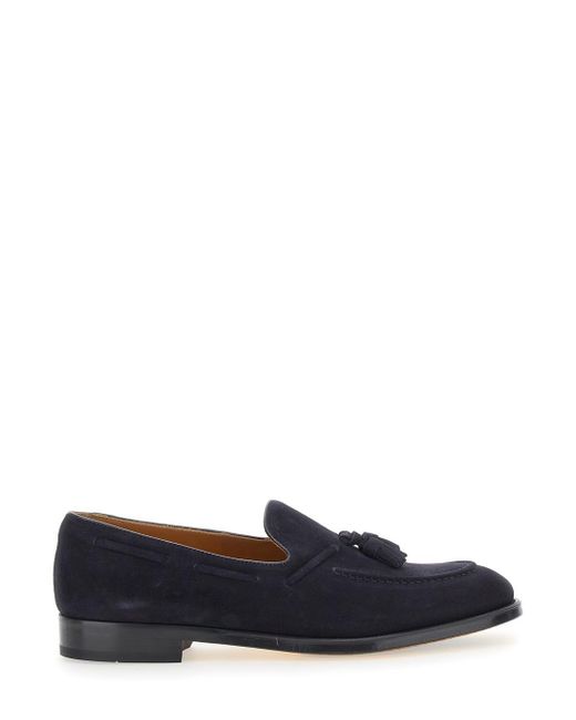 Doucal's Men's Blue Slip-On Loafers With Tassel Detail