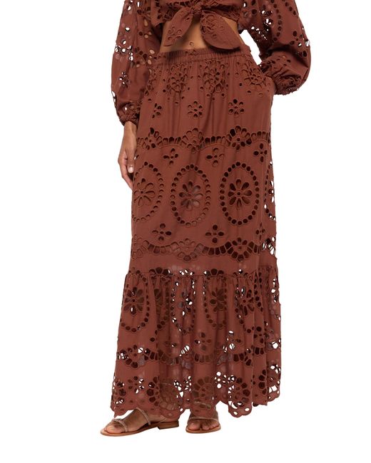 Mc2 Saint Barth Brown Jenny Camel Cotton Sangallo Skirt