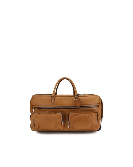 Brunello Cucinelli Brown Calf Leather Bos Taurus Luggage And Travel for men