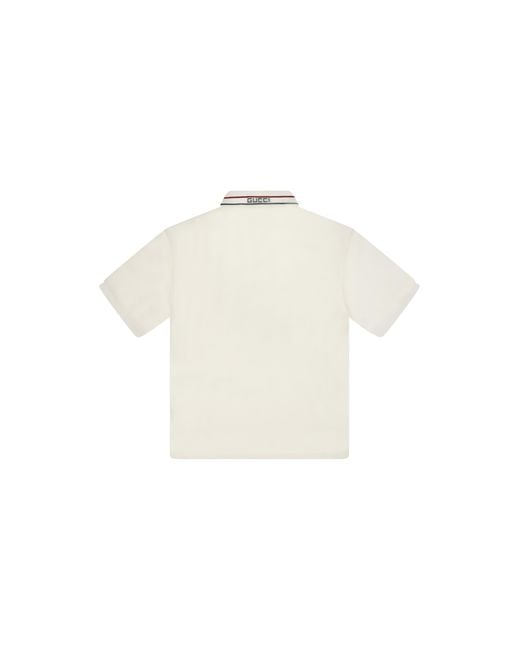 Gucci White T-Shirt With Logo Collar For Boy Cotton T-Shirts for men