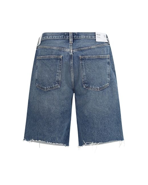 Agolde Blue Anson Denim Shorts Cotton Bermuda for men