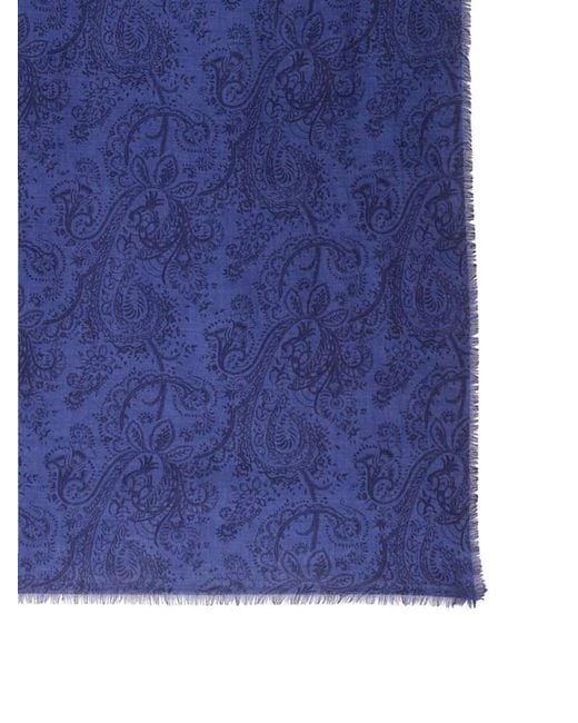 Etro Blue Scarf With Print for men