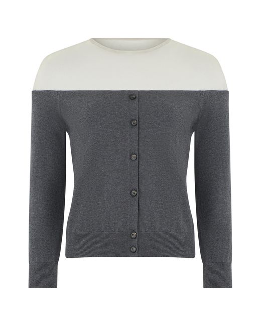 MM6 by Maison Margiela Black Cardigan With Transparent Insert, Cotton Cardigans