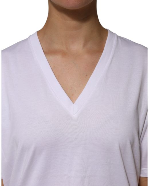 Dolce & Gabbana Purple Cotton Short Sleeves V-Neck T-Shirt