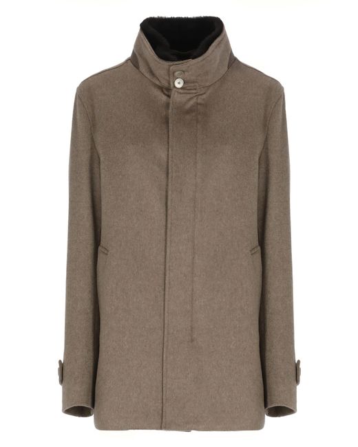 Herno Brown Cashmere Coat for men
