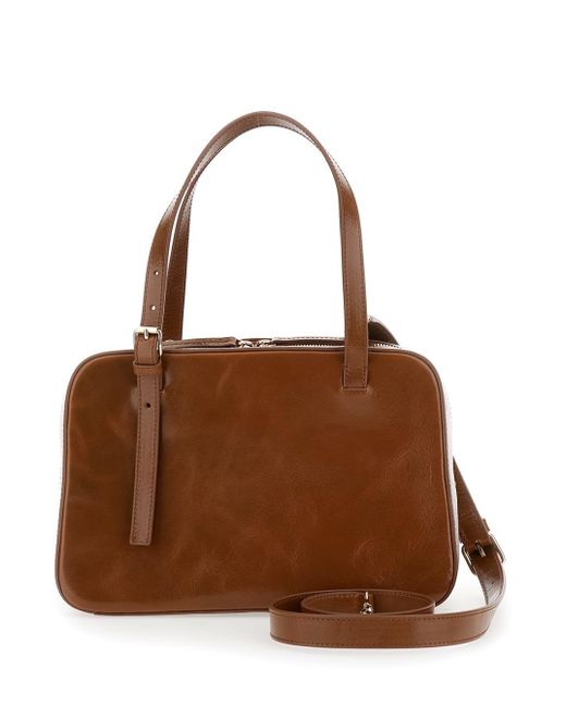 A.P.C. Brown 'Virginie' Shoulder Bag With Removable Shoulder Strap And Front Logo