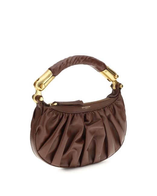 Balmain Brown Ébène Mini Bag Calfskin Leather Calf Suede Shoulder