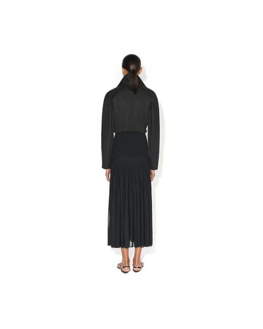 Maison AlaïA Black Robe Midi Plissée En Mousseline Noire Dress