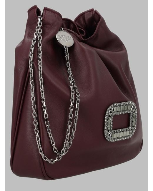 Roger Vivier Brown Mini Handbag Pilgrim Ovine Leather Handbags