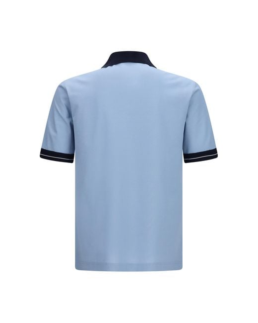 Ferragamo Blue Short-Sleeve Polo Cotton Shirts for men