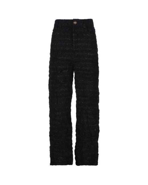 Balenciaga Black Tweed Metallic Thread Trousers